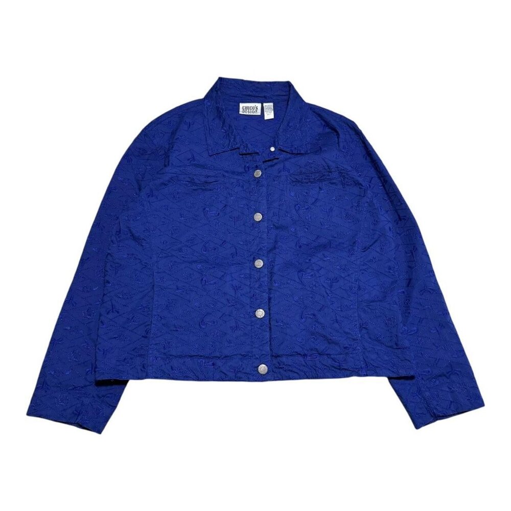Vintage‎ Chico Design's Embroidered Nature Blue Button Up Jacket Women's Large